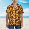 thumbnail image 2 of Fotbe Vintage Brown Plaid Sunflower Camisa Hawaiana para Hombre Unisex – Camisa Casual de Verano con Botones de Manga Corta de Algodón y Lino,Large, 2 of 7