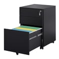 thumbnail image 4 of 3 Drawer File Cabinet with Lock, 23.62 Inch Height Steel Mobile Filing Cabinet With 360° Wheels and Anti-tilt Caster for Legal, Letter and A4 Size, Under Desk Cabinet for Office and Home, Black, 4 of 8