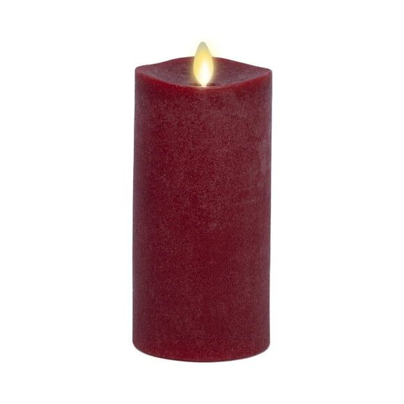 Vela LED en forma de pilar parpadeante, sin llama, funciona con pilas, color rojo, 3 x 6,5 cm