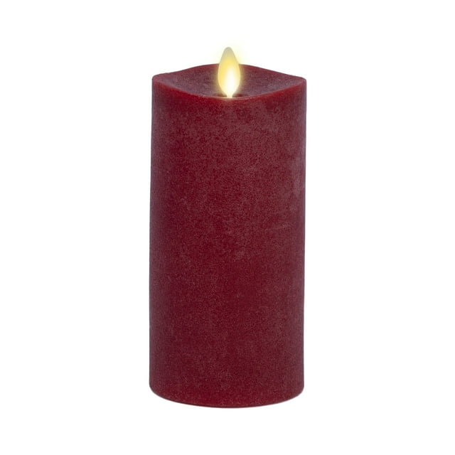 Vela LED en forma de pilar parpadeante, sin llama, funciona con pilas, color rojo, 3 x 6,5 cm