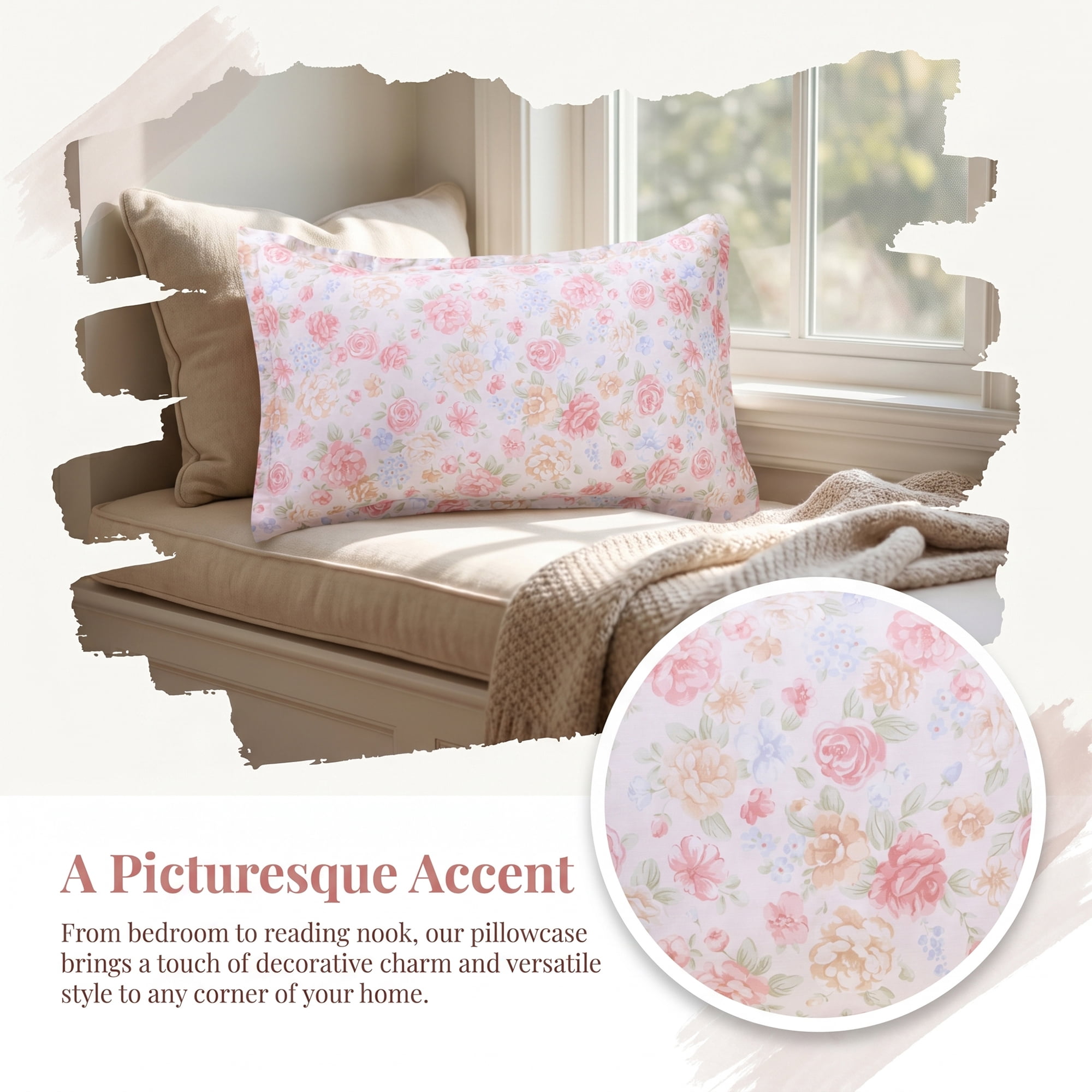 Unique Bargains 2Pcs Wrinkle Resistant Durable Cotton Pillowcase Queen Color D