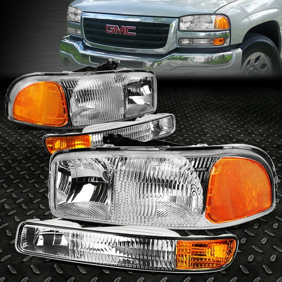 Nuvision for 99-06 GMC Sierra 1500 Yukon OE Style Fluted Lens Headlights Bumper Lamp