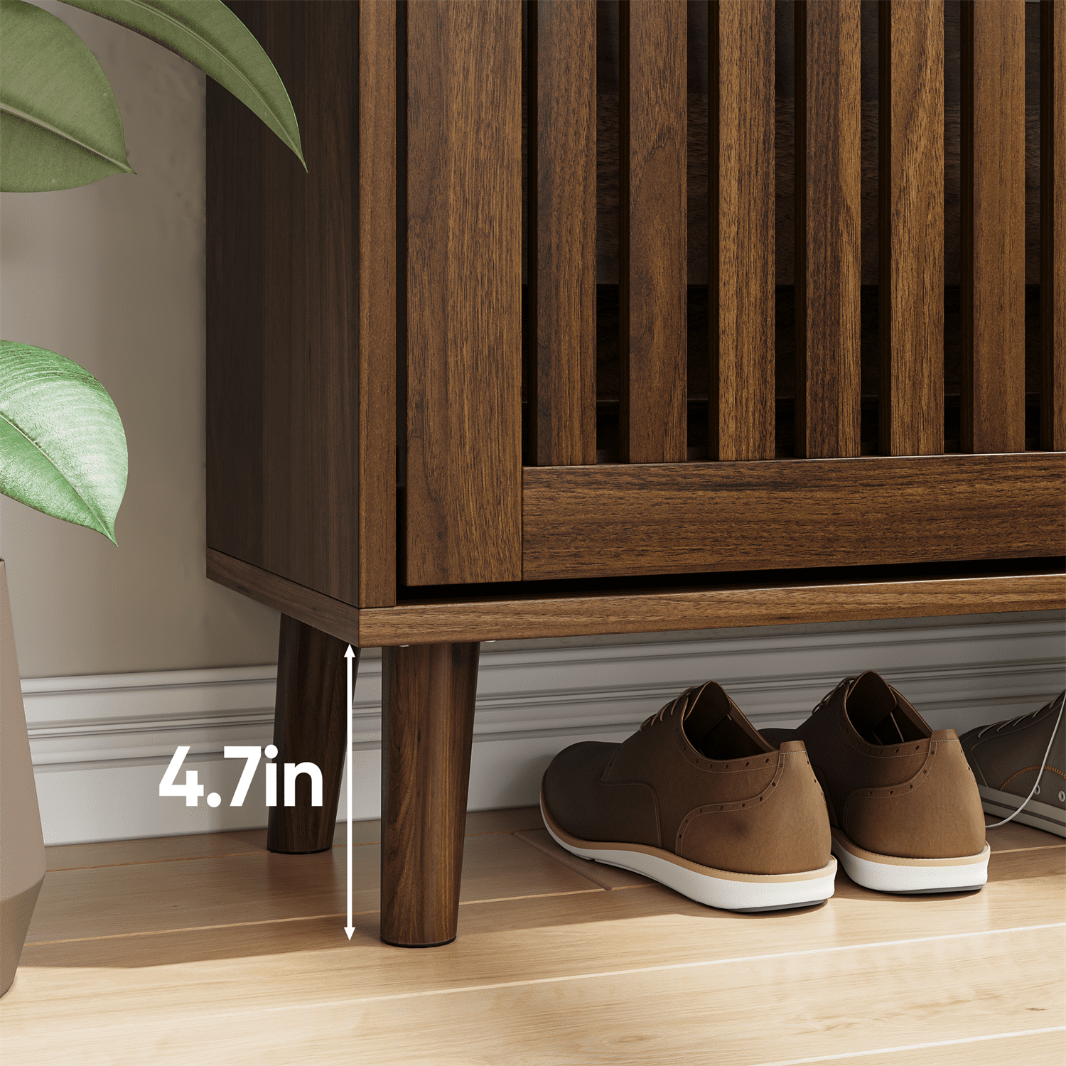 Hommoo 23.6-inch Shoe Cabinet, 2 Flip Drawers Freestanding Shoe Cabinet, Suitable for Corridors and Entrances, Walnut