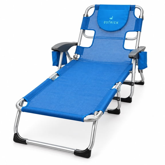 Ostrich The Margate Chaise Lounge, Facedown Beach Pool Tanning Lounger, Blue