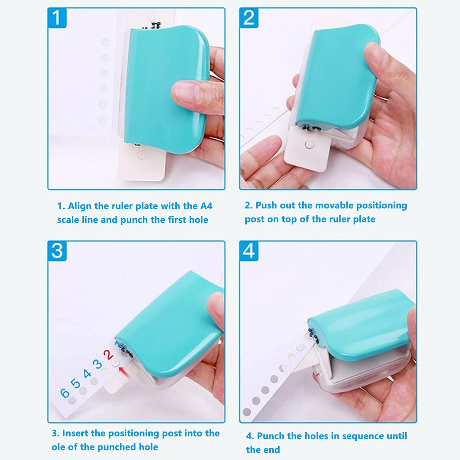 ABCISI Binding Machines, Mini Manual Multipurpose 6 Holes Cinch Book Binding Machine, Coil Binding Machine for Home Office(Blue)
