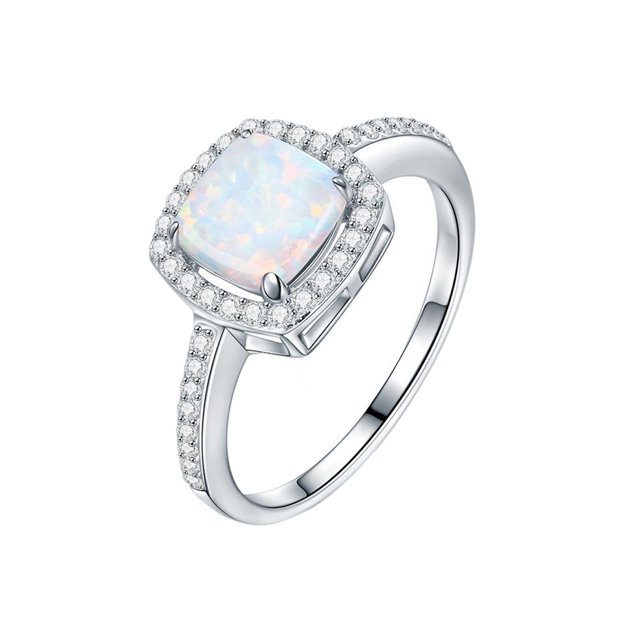DPTALR 1 Piece Of Opal Ring For Women Opal White Stone Hand Rrnament Ring Promise Ring Elegant Gift For Lady