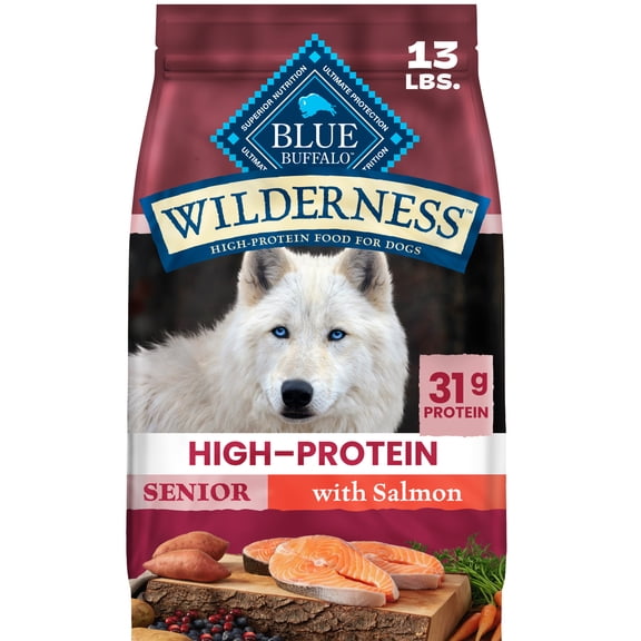 Blue Buffalo Wilderness High-Protein, Salmon Senior Dry Dog Food, 13lb Bag