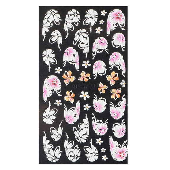 White Nail Decals For Nail Art 5D White Lace Embossed Nail Sticker Pure Elegant Pattern Relief Nail Art Decoration