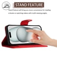 thumbnail image 3 of for iPhone 15 Plus Wallet Case, Elegant Card Holder Cash Slot PU Leather Kickstand Shoulder Strap Shockproof Protective Flip Women Girls Case Cover for iPhone 15 Plus, Red, 3 of 6