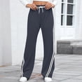 thumbnail image 3 of CIENVNSTG Women's Loose-Fit Straight Wide Leg Track Pants High Waisted Drawstring Side Striped Design Sweatpants with Pockets Practical Athletic Bottoms for Everyday Casual Style Navy L, 3 of 7