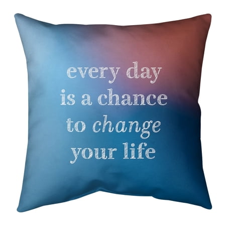 UPC: 0655172537528 | ArtVerse Quotes Multicolor Background Change Your Life Quote Pillow-Faux Suede 14 x 14 Medium