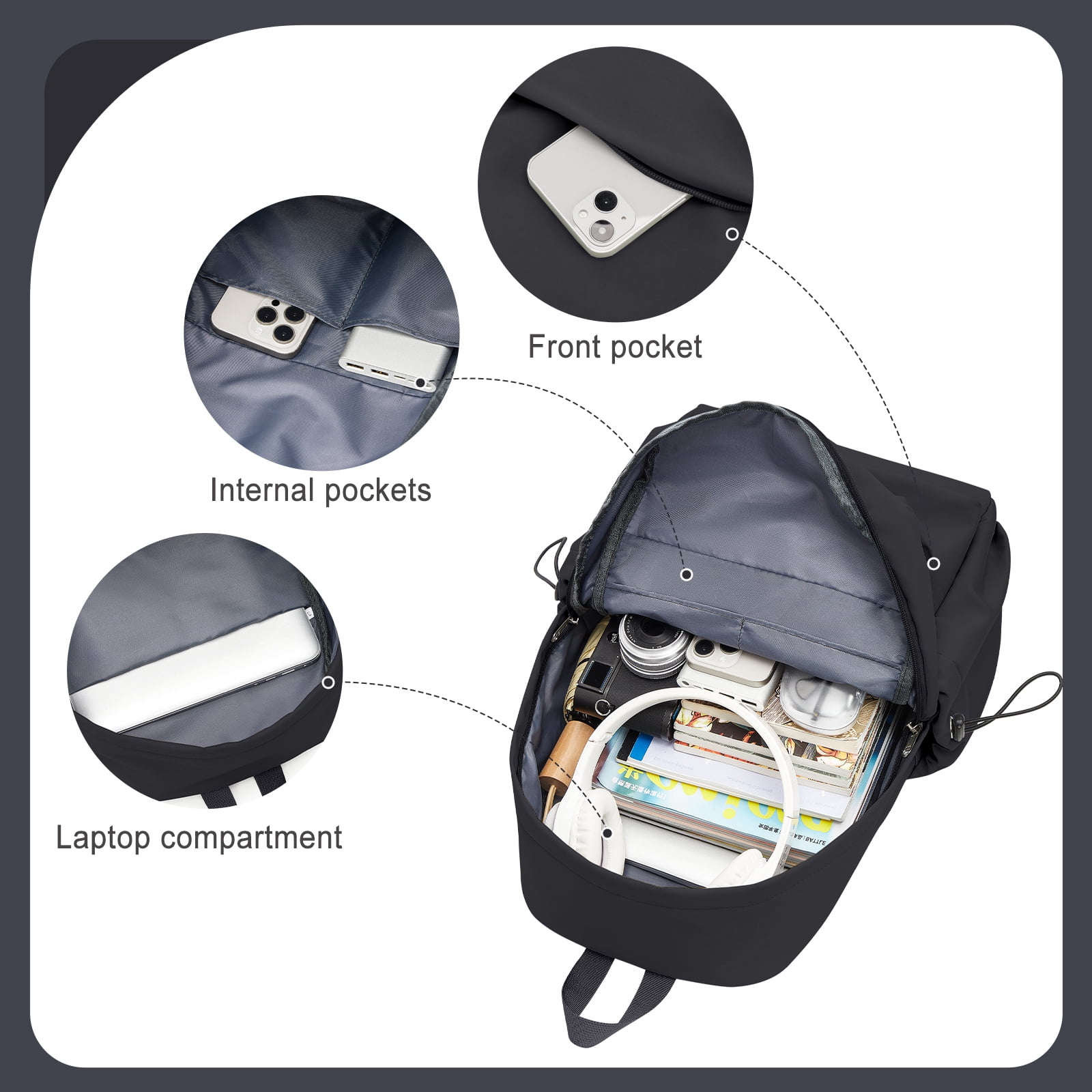 Backpacks for Women Men School Bag Cute Backpack for College Students Lightweight Backpacks Book Bags Waterproof Gym Backpack Simple Laptop Backpack Casual Daypack Black