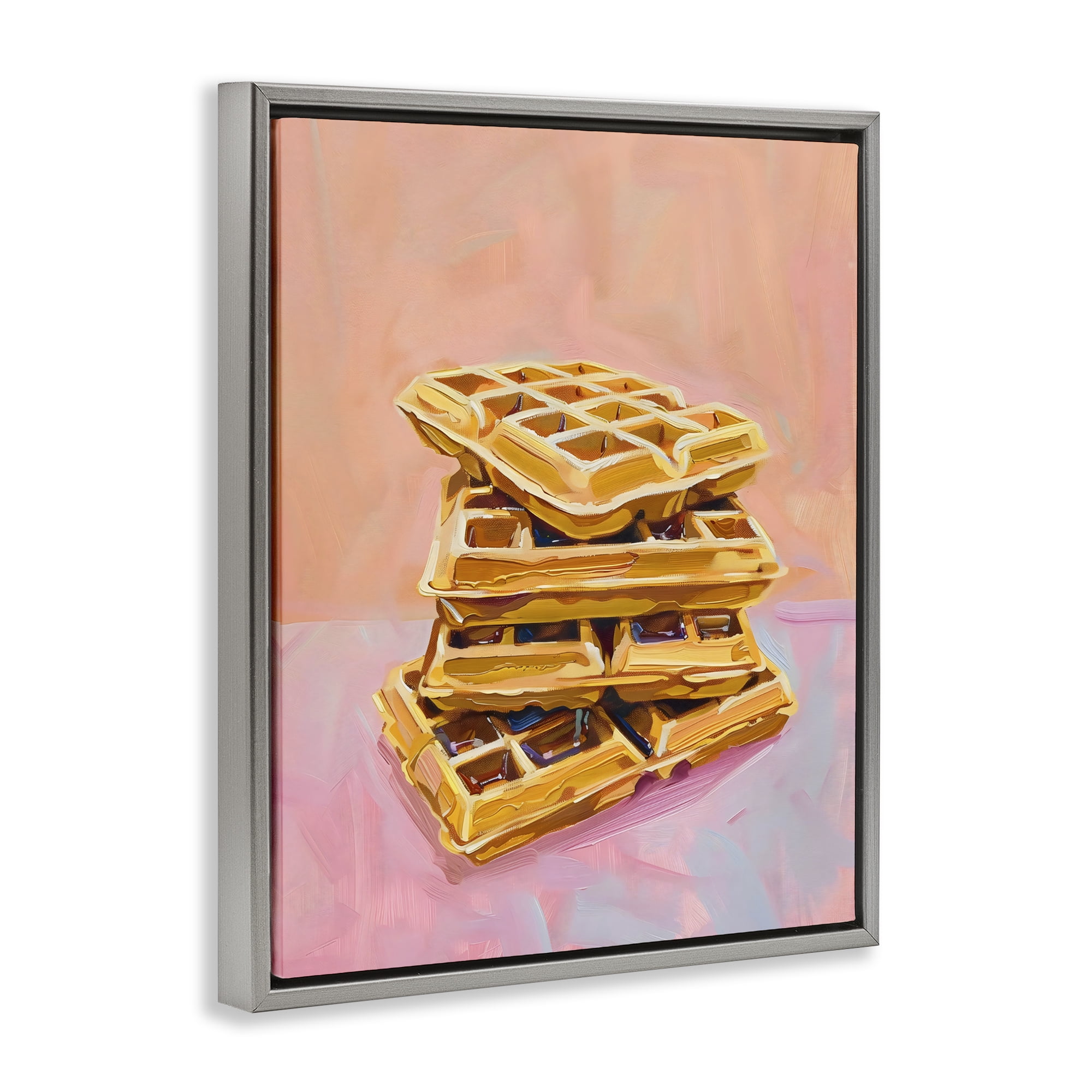 Stupell Industries Stack of Fluffy Waffles Gray Framed Floater Canvas Wall Art, design by The Prints Vibe