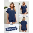thumbnail image 7 of ZXZY Women Notch V Neck Short Sleeve Top Drawstring Shorts Loungewear Sets, 7 of 7