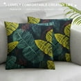 thumbnail image 3 of JRXY  Lumbar Pillow Covers Colorful Plants Leaves Printing Decorative Dark Green Soft Throw Pillow Covers with Tassels Cushion Covers for Sofa Couch Living Room Bed White, 3 of 5