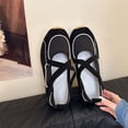 thumbnail image 5 of Women’s Mary Jane Shoes with Cross Strap Design and Hidden Wedge Soft Sole Round Toe Casual Sneakers for Walking and Travel, 5 of 6