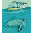 thumbnail image 3 of Ocean Duvet Cover Set, Sea Turtle Swimming Coral Reef Exotic Island Underwater Life Illustration, Decorative 3 Piece Bedding Set with 2 Pillow Shams, King Size, Turquoise Teal Green, by Ambesonne, 3 of 3