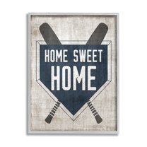 Stupell Industries Rustic Sweet Home Baseball Bats & Base Plate Graphic Art Gray Framed Art Print Wall Art, Design by Natalie Carpentieri