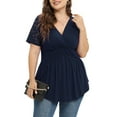 thumbnail image 3 of Daystry Plus Size Tunic Tops For Women Lace V-Neck Empire Waist Women Top Babydoll Blouse Navy Blue-3X, 3 of 11