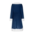 thumbnail image 5 of Busydd Womens Dresses Fashion Solid Color Fuzzy Collar Christmas Dress V Neck Long Sleeve Holiday Party Dresses for Women M, 5 of 8