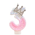 thumbnail image 2 of `Number 3 Birthday Cake Candle Crown Topper Iridescent Pink Princess Theme Party Decorations for Student Girl 3Rd Birthday`, 2 of 5