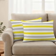 thumbnail image 3 of Outdoor Waterproof Pillow Covers Yellow Stripes Gray White Lines Decorative Throw Pillow Protectors,Pillowcase Cushion Cases for Patio Sofa Garden Couch,20x12in,Pack of 2, 3 of 14