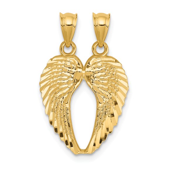 14K Yellow Gold Charm Pendant 18 mm 15 Break Apart Diamond-Cut Wings