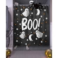 thumbnail image 3 of Halloween Black Shower Curtain Set ，Waterproof Fabric Shower Curtains White Ghosts Stars Full Moon Night Boo Shower Curtains for Bathroom,Bathroom Decor 72"x72", 3 of 6