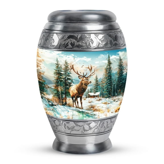 KARYLIZ Deer Urns For Human Ashes Adult Man - Cremation Burial for Human Ashes Adult Female - Memorial Decorative Urn for Ashes Male - Funeral Urns For Adult Ashes Women 10 Inch