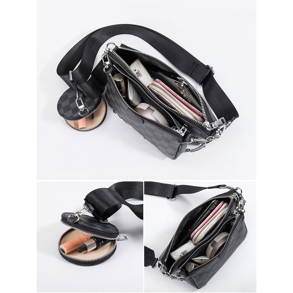 Inadays Women Multipurpose Crossbody Bags Small Shoulder Bag Fashion 3 in 1  Unisex Zip Handbags with Coin Purse including 3 Size Bag 