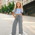 thumbnail image 2 of WAYUTE Girls Wide Leg Pants Trousers Loose Fit Long Pants Comfortable Stretchy Soft Fabric for Play and Casual Daily Wear, 2 of 4