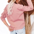 thumbnail image 4 of Blusa elegante de color rosa con escote en V y manga larga, con detalle de botones y corte relajado para mujer, 4 of 6