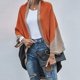 thumbnail image 1 of Suéteres de peso ligero con frente abierto y abrigo de bloque de color para mujer para otoño e invierno, ropa de mujer de color caqui, 1 of 2