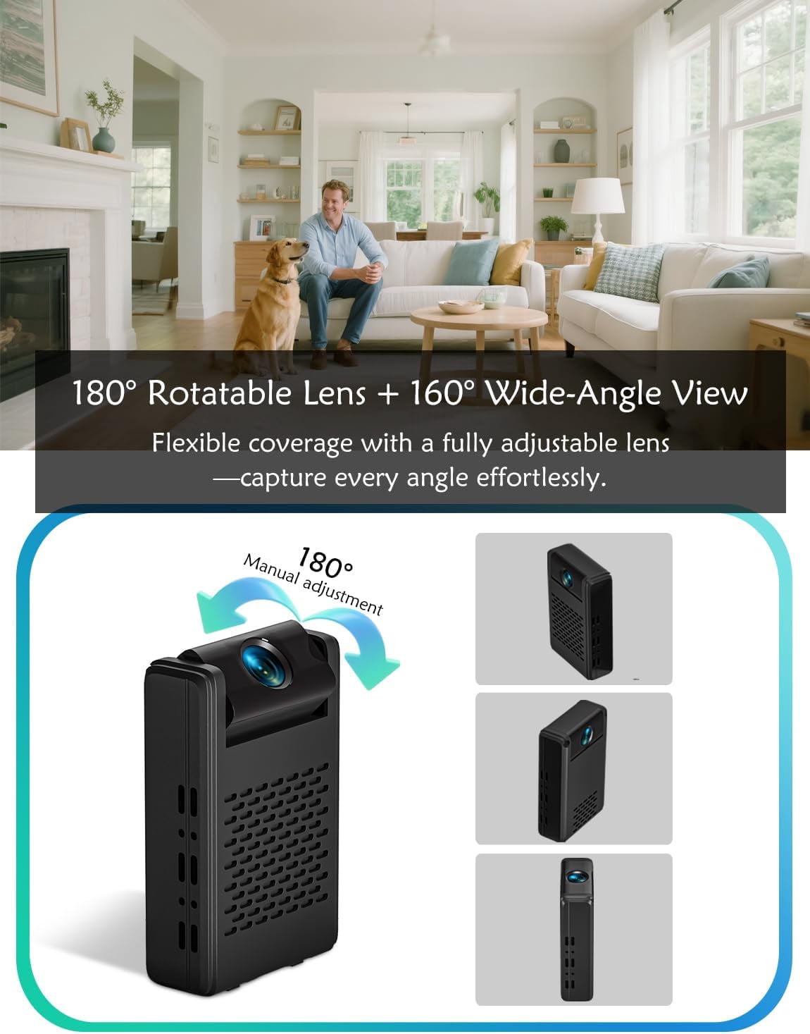 Mini Security Camera,Wireless Micro Camera with 180°Rotating Lens, Free 1-Year Cloud Storage, 4K WiFi Wireless Surveillance,Motion Detection,Auto Night Vision for Family Monitoring Access Control