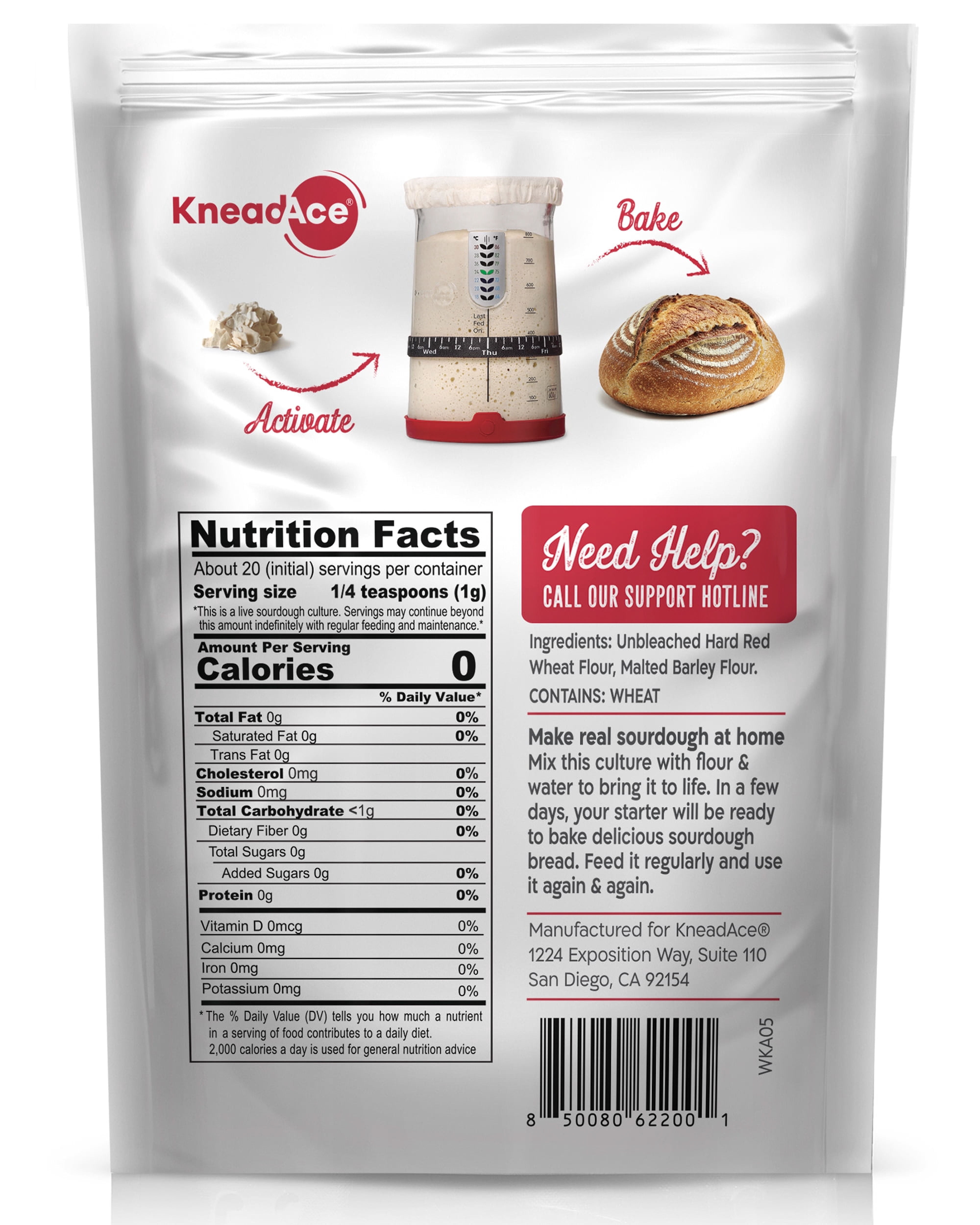 KneadAce Artisan Sourdough Starter - Wild Yeasts  - Non-GMO