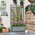 thumbnail image 6 of Outsunny Wooden Raised Garden Bed with Trellis, Removable Pots, Raised Planter Box for Climbing Vines, Vegetables, Flowers, 29 x 11 x 52 in., Gray, 6 of 9
