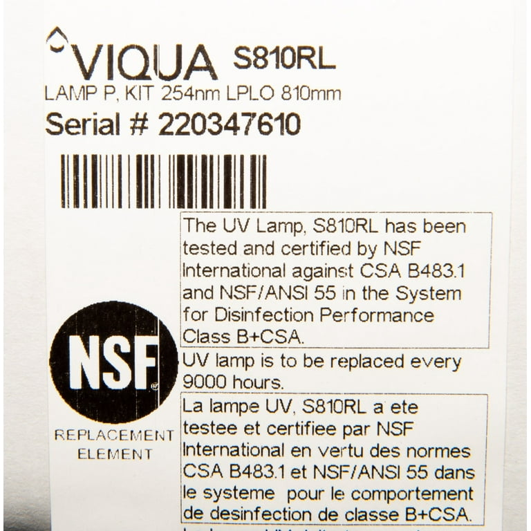 VIQUA Sterilight S810RL Replacement UV Lamp for S8Q-PA Ultraviolet Systems