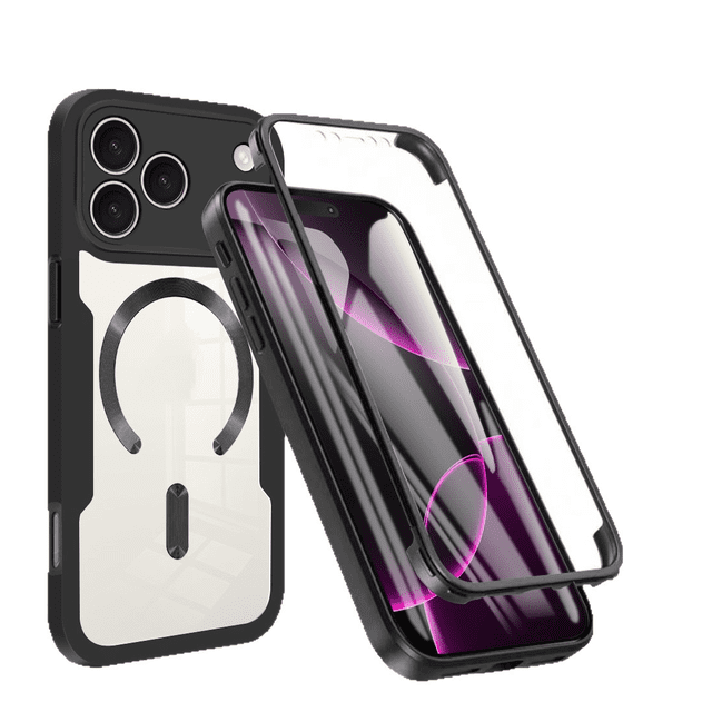 Magnetic Full-Body Protective Case with Built-in Glass Screen & Camera Cover for iPhone 17Promax 6.9 Inch, Drop Proof Shockproof Cover, Black