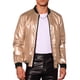 thumbnail image 1 of Chaqueta Holográfica INSPIRE CHIC para hombres, chaqueta bomber brillante con cierre, estilo universitario dorado XL, 1 of 4