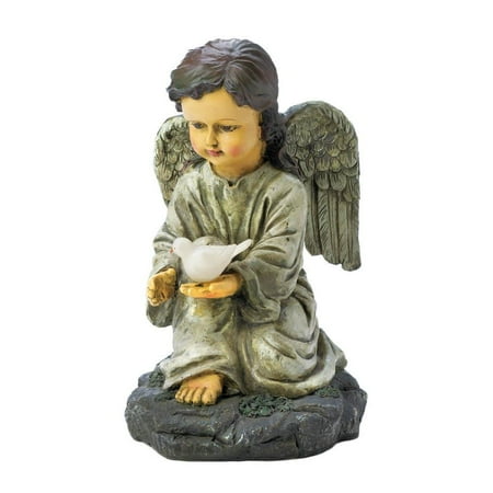 Solar Garden Figurines, Angel With Dove Led Lights Yard Solar Statues, Resin
