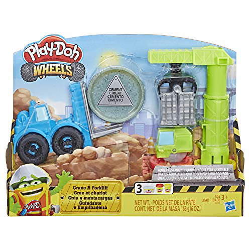 Play-Doh Wheels Crane and Forklift Set with 3 Cans of Dough 