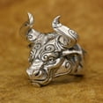 thumbnail image 4 of 925 Sterling Silver Huge Bull Ring Biker Punk Jewelry TA389 Small Model US Size 9, 4 of 17