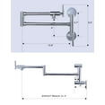 thumbnail image 3 of WOWOW Brass Wall Mounted Pot Filler Faucet with control Double Joint Swing Arm in Polished Chrome, 3 of 7