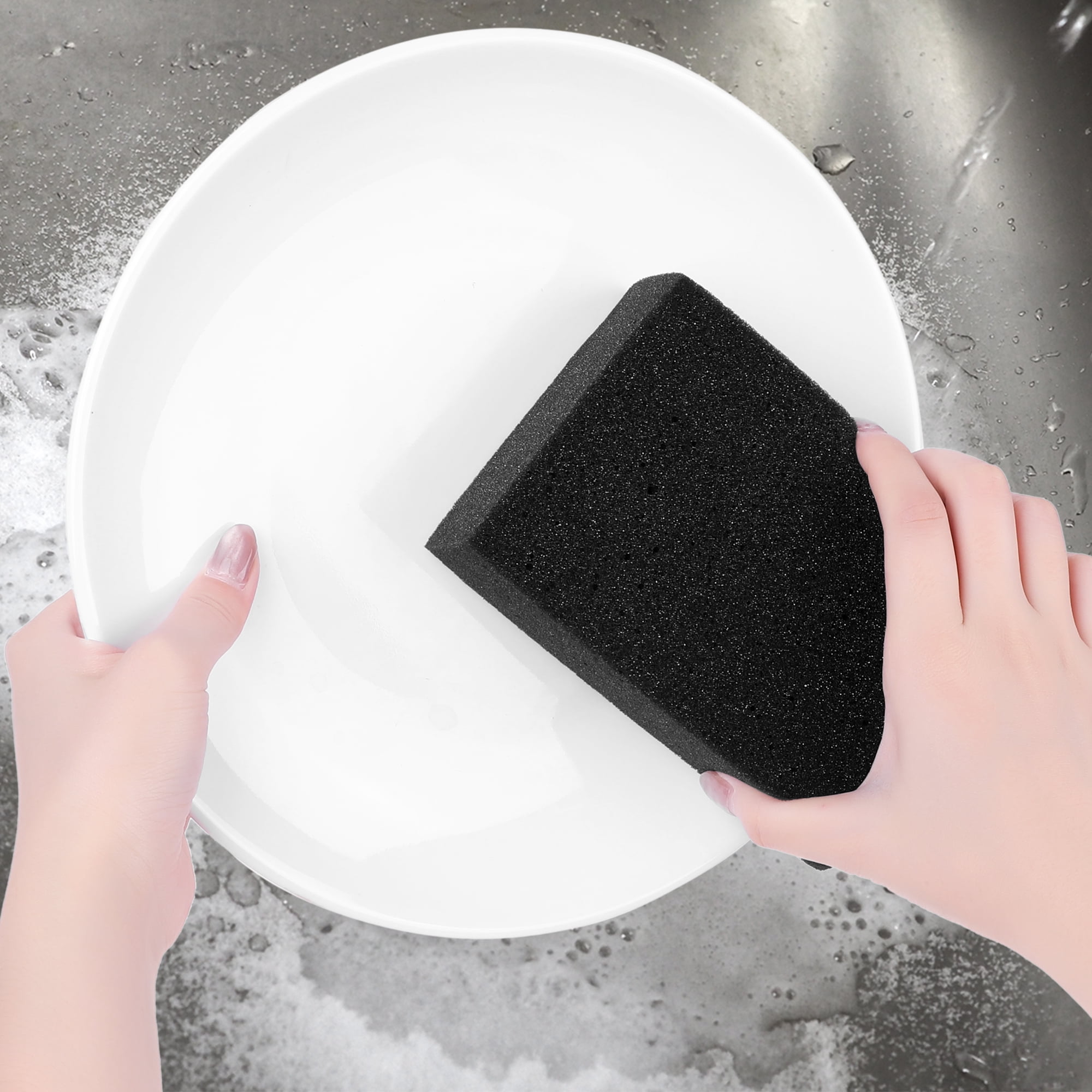 Unique Bargains Sponges Cleaning Kitchen Sponge Non Scratch Sponges Black 5.7"x3.7"x1.8"