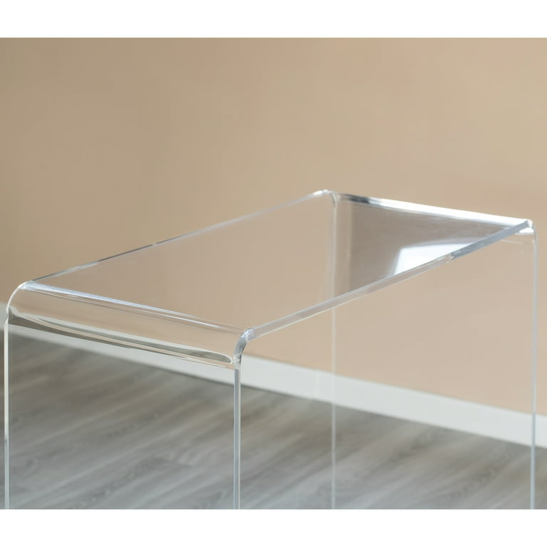 Rectangular Bent Acrylic Modern Waterfall Home Office Desk Clear Console Table