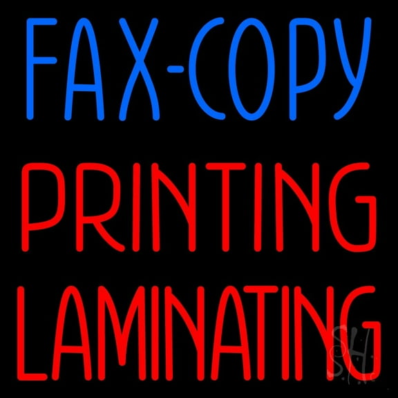 Fax Copy Printing Laminating 1 LED Neon Sign 16 x 16 - inches, Clear Edge Cut Acrylic Backing, with Dimmer - Bright and Premium built indoor LED Neon Sign for Computer & Electronics store decor.