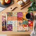 thumbnail image 2 of Vintage Flowers Stitching Placemats Set of 1, Colorful Irregular Floral Art Non-Slip Place Mats Washable Table Mats for Kitchen Dining Table Decorations Indoor/Outdoor, 2 of 9