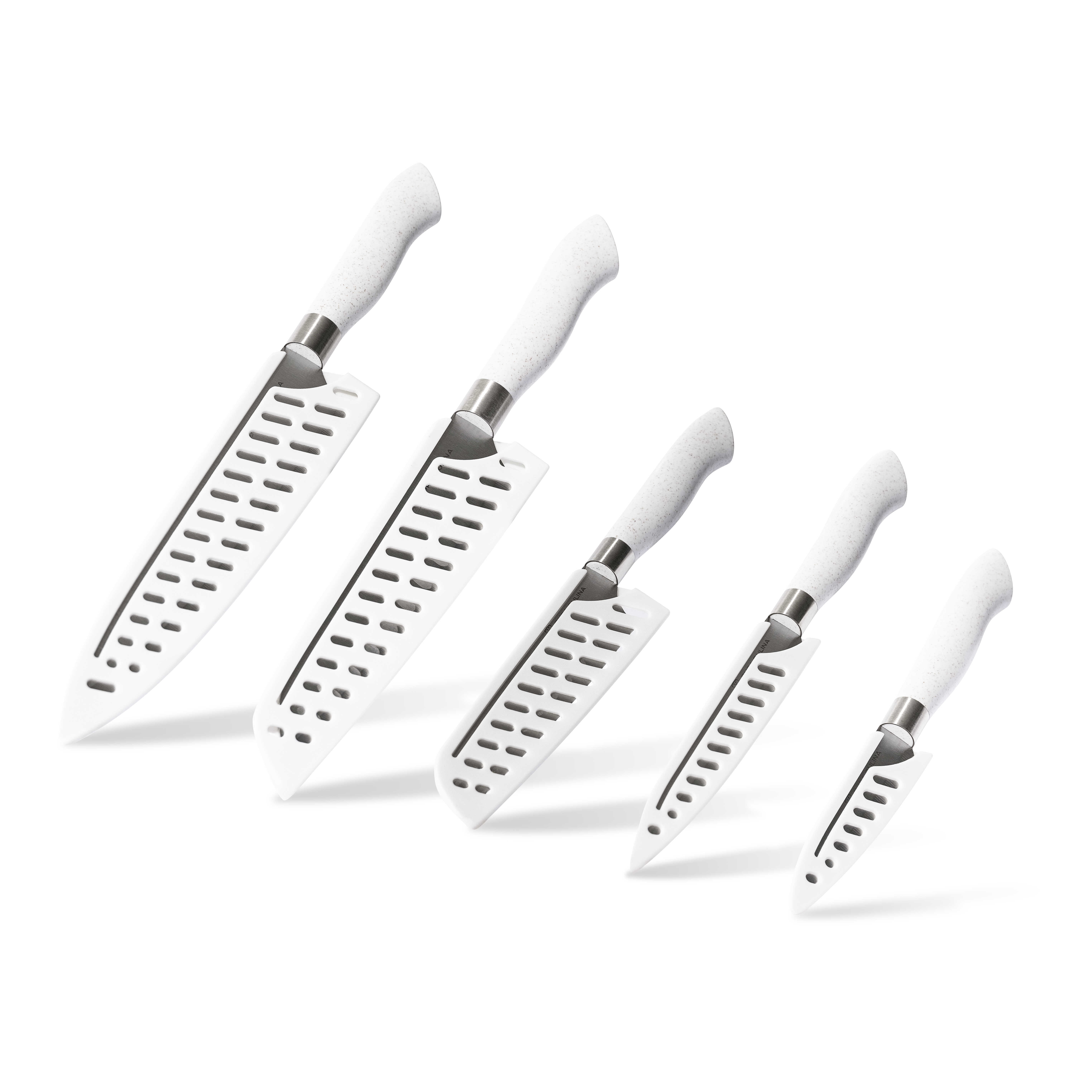 Dura Living EcoCut 10-Piece Kitchen Knife Set - High Carbon Stainless Steel Blades, Sustainable Ergonomic Handles, Eco-Friendly with Sheaths