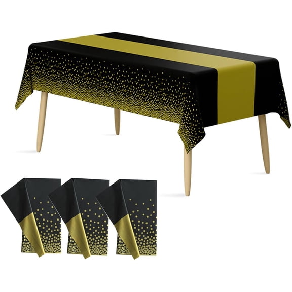 RUseeN 3 Pack Plastic Tablecloth, 54 inch x 108 inch Rectangular Disposable Table Cover for Graduation Party, New Years Decorations, Restaurant, Birthdays Decoration, Wedding Party