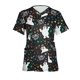 thumbnail image 1 of Fiudx Liquidación de Ahorros de Verano Blusa de Manga Corta con Cuello En V para Mujer, Uniforme de Trabajo, Impresión de Bolsillo, 1 of 4